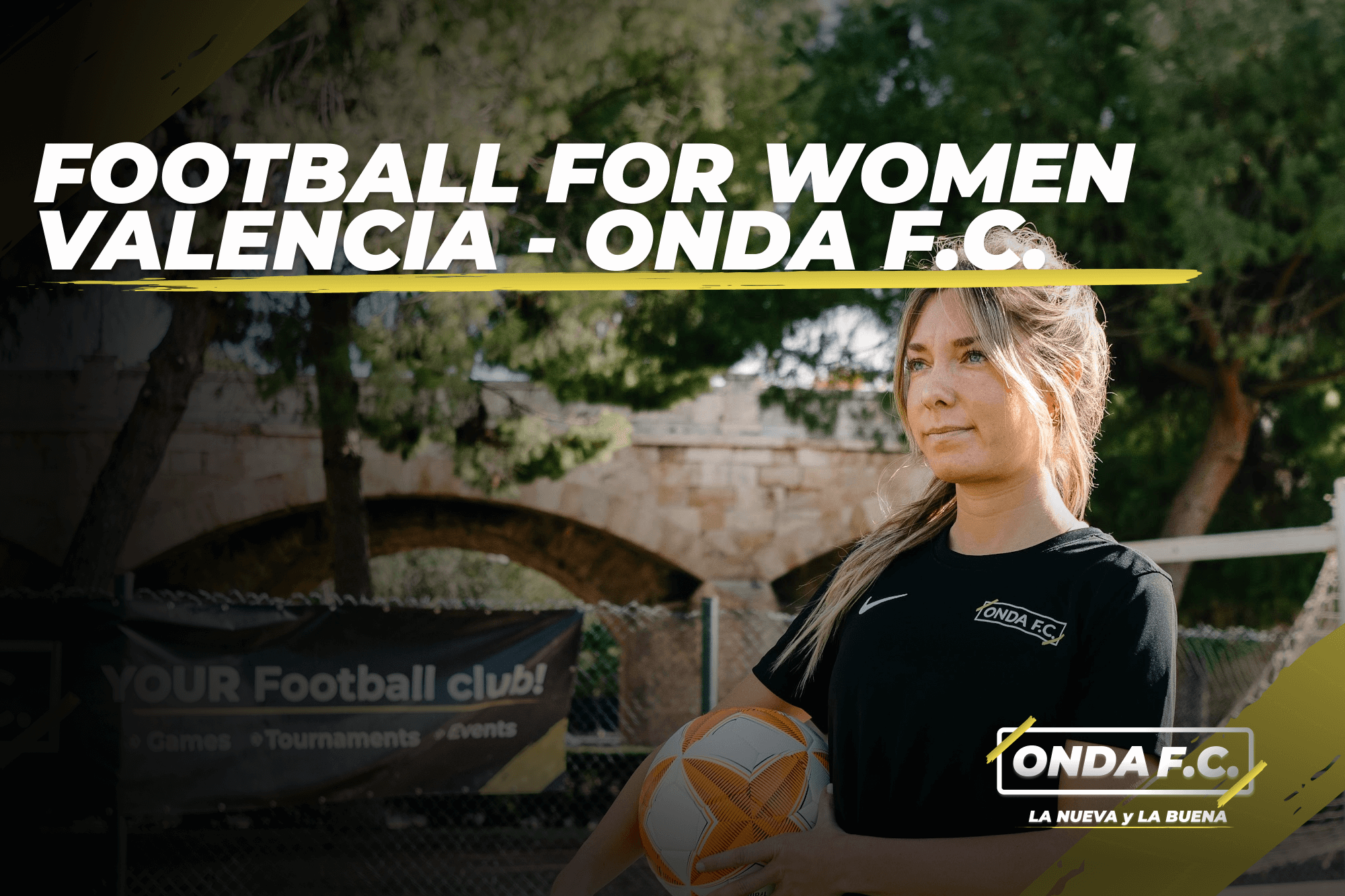 Women’s football in Valencia – ONDA F.C. players celebrating together after a match in the city.