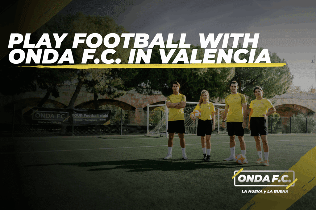 ONDA F.C. players during a casual football match in Valencia at sunset