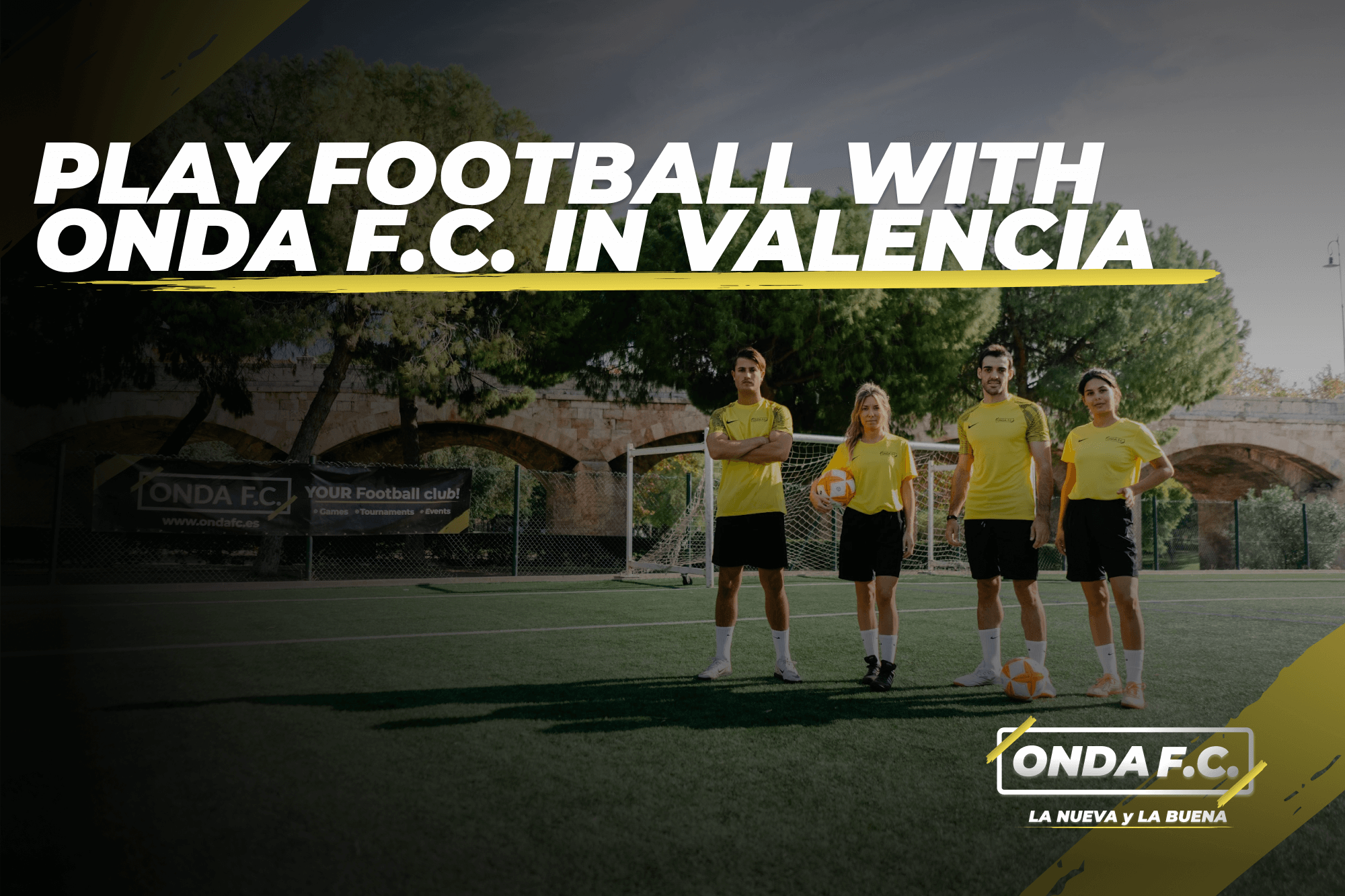 ONDA F.C. players during a casual football match in Valencia at sunset